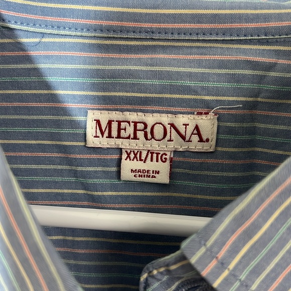 Merona Casual Button Down Blue XXL - Picture 2 of 3
